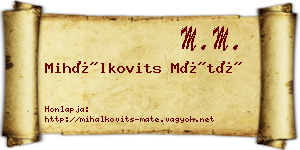 Mihálkovits Máté névjegykártya